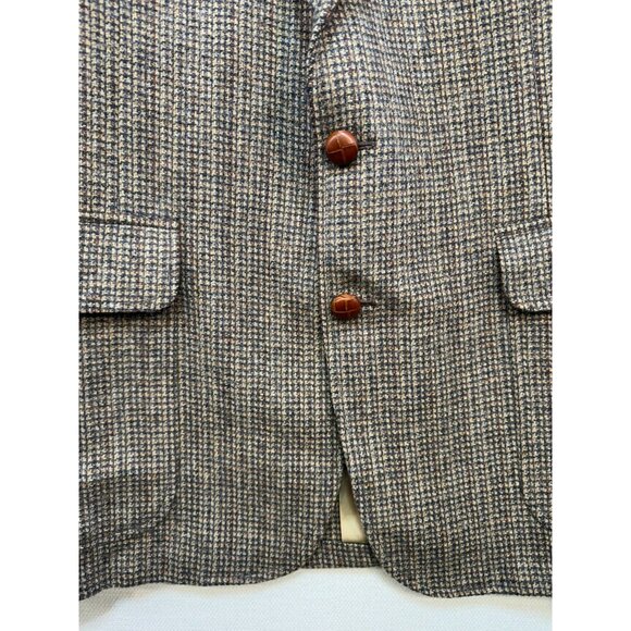 Gokeys Mens Wool Tweed Blazer Elbow Patches & Leather Buttons 42A Brown - Picture 3 of 16